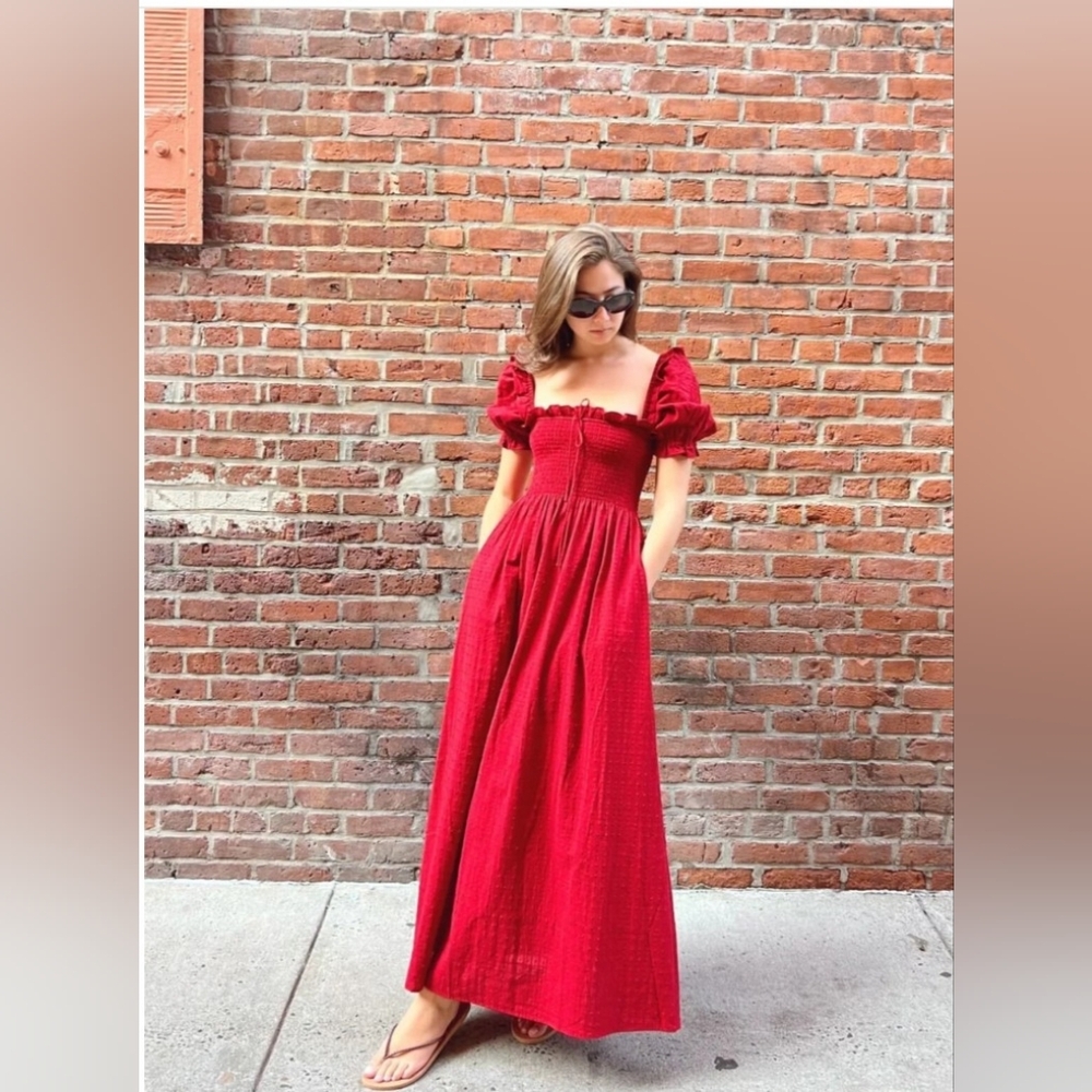 Scarlett Nap Dress Chili Red Textured Clip Dot Chili Red Textured Clip Dot / L